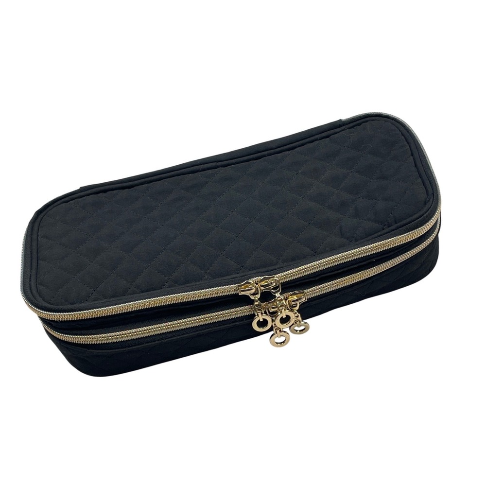 Damero Accessory Case Travel Hair Straightener Makeup quilted black cosmetics